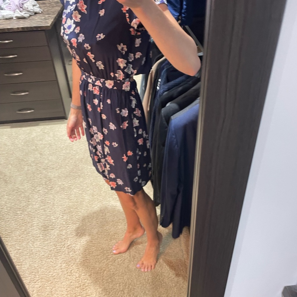 Club Monaco Floral Navy Dress